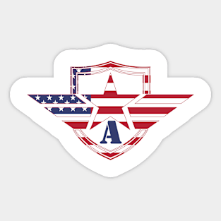 Letter A American Flag Monogram Initial Sticker